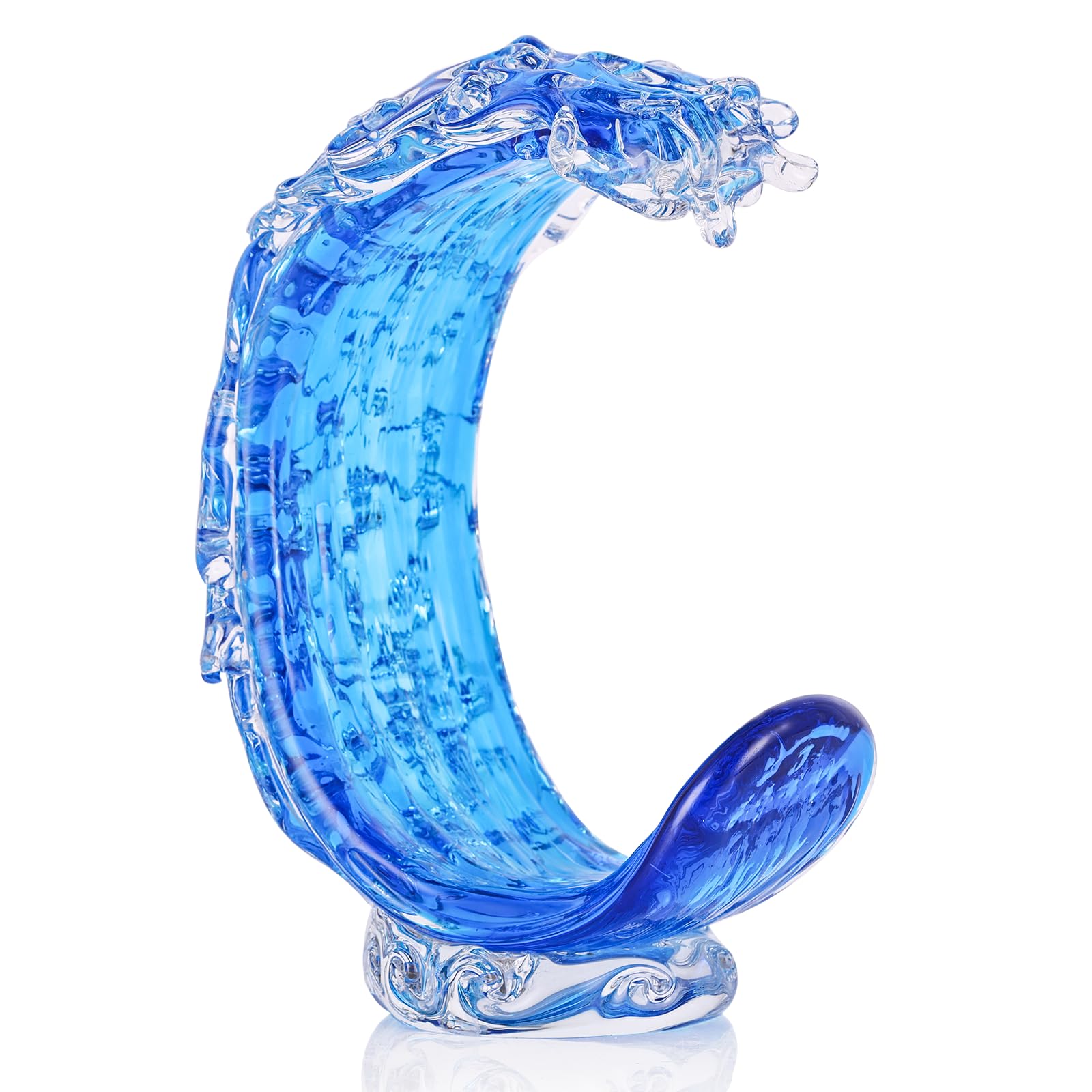 Aazon.co: Vskikris Blue Glass Whale Figurine Collectibles Hand Blown Art Glass Whale Sea - View #9