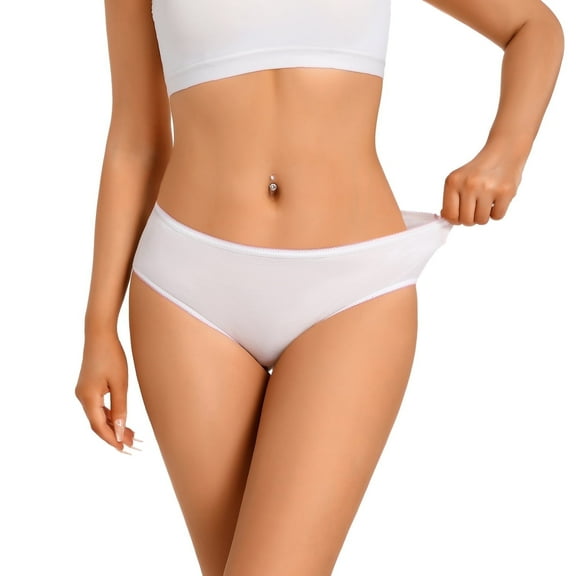 Jexpalbi Disposable Underwear for Women，100% Cotton Panties for Travel/Spa /Hospital Stays Briefs  White(10 pcs) Small 34-38 inch hips