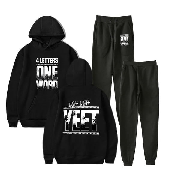 Jey USO 4 Lettres Un Mot Men/Women Fall Suit Hoodies Sportswear Hooded Ankle Banded Pant Two Piece Set