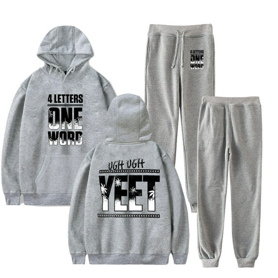 Jey USO 4 Lettres Un Mot Men/Women Fall Suit Hoodies Sportswear Hooded Ankle Banded Pant Two Piece Set