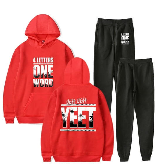 Jey USO 4 Lettres Un Mot Men/Women Fall Suit Hoodies Sportswear Hooded Ankle Banded Pant Two Piece Set