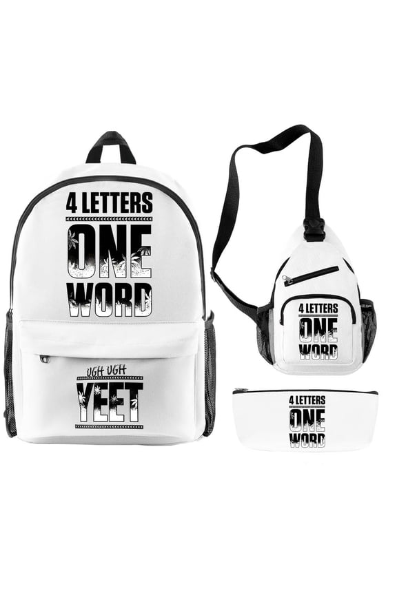Jey USO Four Letters One Word Backpack 3 Piece Set Rucksack Bag Men Women Backpack Casual Travel Bags