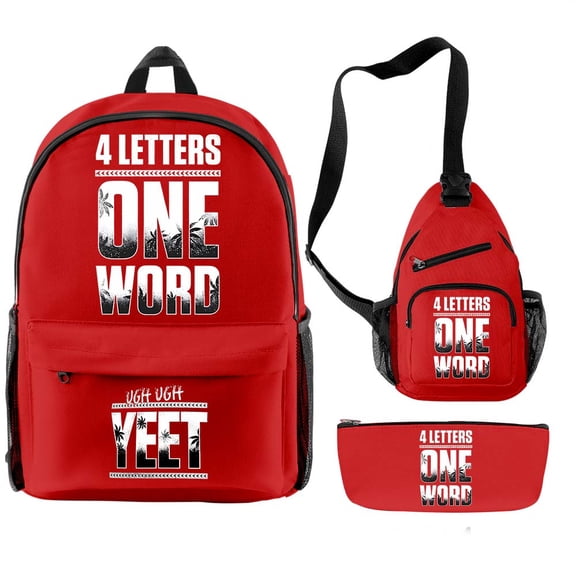 Jey USO Four Letters One Word Backpack 3 Piece Set Rucksack Bag Men Women Backpack Casual Travel Bags