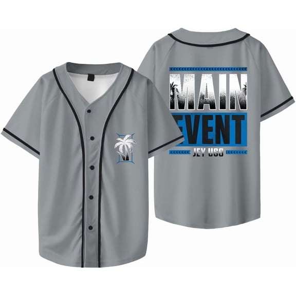 Jey USO Main Event Merch Tee Baseball Jacket Fashion Design Short-sleeved Summer Casual Wear Jersey Tops