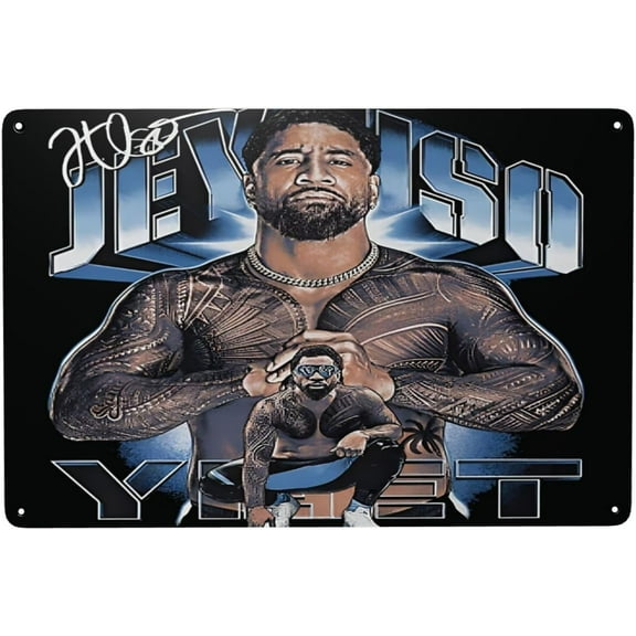 Jey USO Wrestler Metal Tin Sign Retro Decor Plaque Decorative Tin Painting Wall Art Vintage Poster Home Decor for Office Iron Plate Painting Wall Decor for Father's Day 8X12 inch