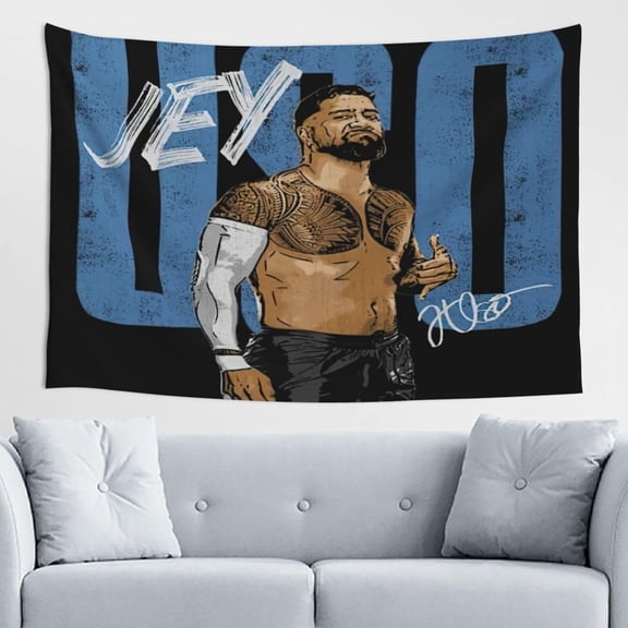 Jey USO Wrestler Tapestry Wall Hanging Art Poster For Living Room/Bedroom/Dorm Decorations Porch Hangings Wall Art Banners College Privacy Protection Beach Throws 60x40(inch)