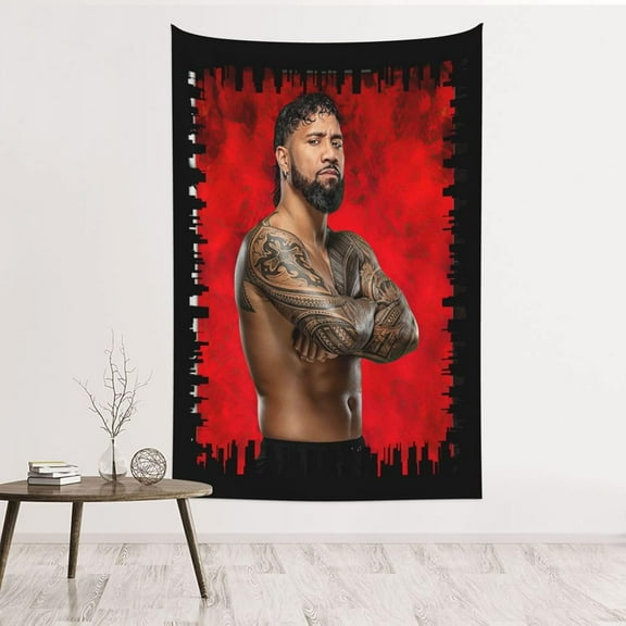 Jey USO Wrestler Tapestry Wall Hanging Art Poster For Living Room/Bedroom/Dorm Decorations Porch Hangings Wall Art Banners Window Curtain Picnic Mat 60x40(inch)