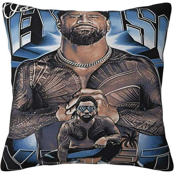 Jey USO Wrestler Throw Pillow Case Double Sided Decorative Pillow Covers with Zipper Comfortable Car Pillowcase Home Decoration Cool Pillow Protector for Living Room 20"x20"