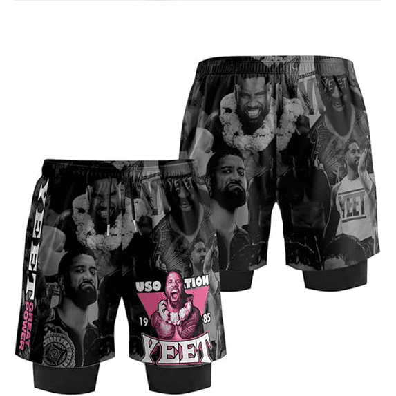 Jey USO Yeet 3D Fashion Sports Women Men's 2 in 1 Shorts Outdoor Sportwear