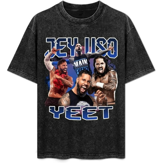 Jey USO Yeet Mans T-Shirts,Retro Vintage Crewneck Washed Short Sleeve T Shirts for Man