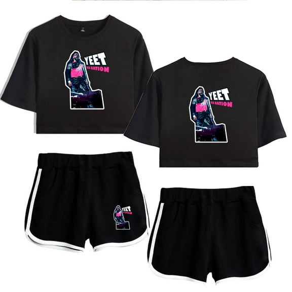 Jey Uso Casual Summer Retro Fashion Women's Short sleeved Shorts Set