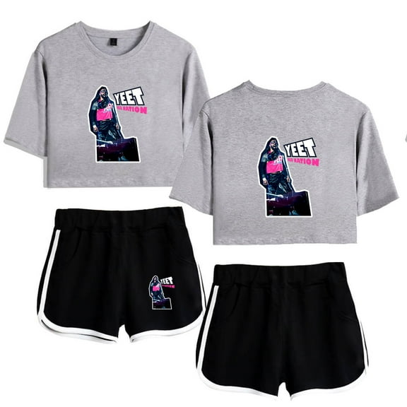Jey Uso Casual Summer Retro Fashion Women's Short sleeved Shorts Set