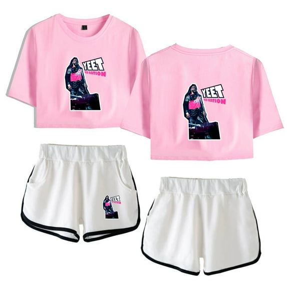 Jey Uso Casual Summer Retro Fashion Women's Short sleeved Shorts Set