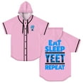 thumbnail image 1 of Jey Uso Eat Sleep Yeet Hooded Baseball Jersey Short Sleeve Button-up Shirts Women Men Streetwear Tee, 1 of 3