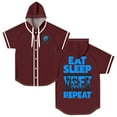 thumbnail image 1 of Jey Uso Eat Sleep Yeet Hooded Baseball Jersey Short Sleeve Button-up Shirts Women Men Streetwear Tee, 1 of 3