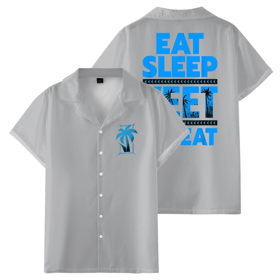Jey Uso Eat Sleep Yeet Repeat Shirts Women Men's Short Sleeve Button-up Tshirt Trendy Outfits