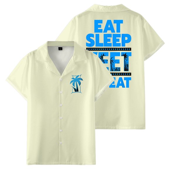 Jey Uso Eat Sleep Yeet Repeat Shirts Women Men's Short Sleeve Button-up Tshirt Trendy Outfits