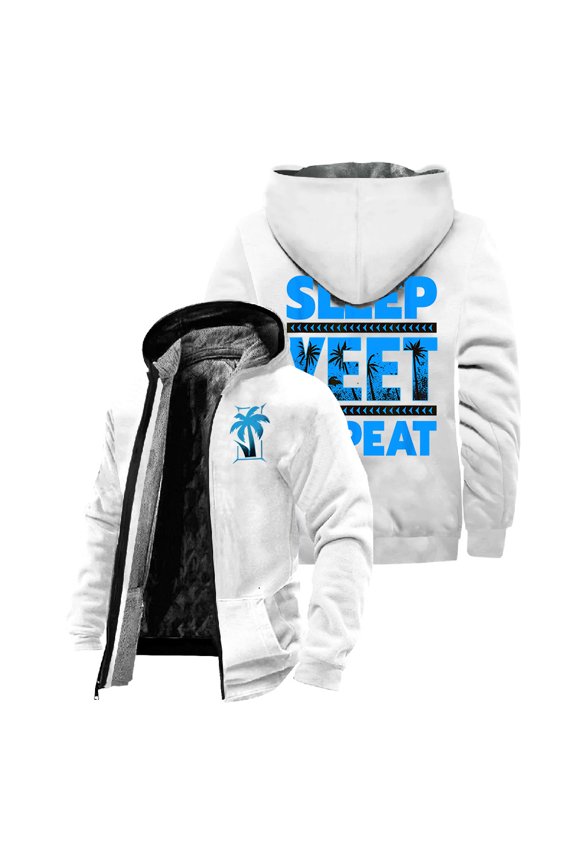 Jey Uso Eat Sleep Yeet Repeat Zipper Hoodies Women Men Jacket Parkas Long Sleeve Casual Streetwear Winter Coat