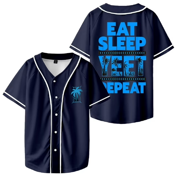 Jey Uso Eat Sleep Yeet shirt short sleeve V neck Button-up Tee unisex Streetwear tops