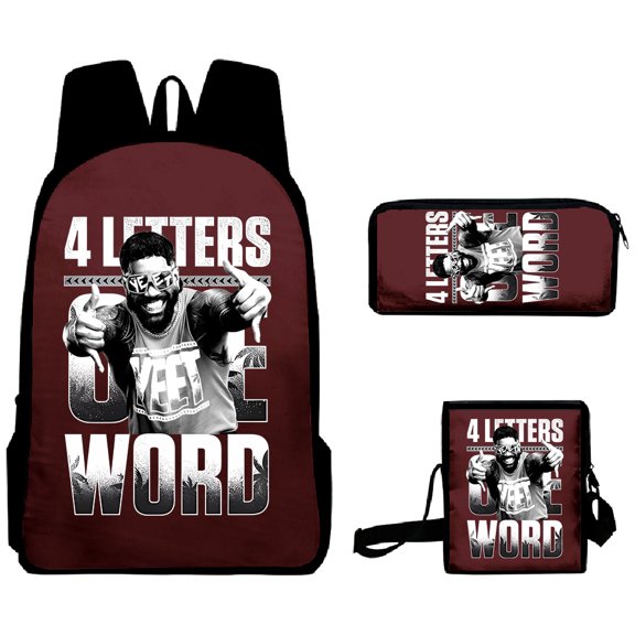 Jey Uso Four Letters One Word 3pcs/set Backpack Crossbody Bag Women Men Outdoor Casual Rucksack 3D Bags
