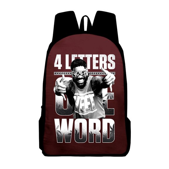 Jey Uso Four Letters One Word Backpack Casual Rucksack Women Men Outdoor Daypack 3D Packsack