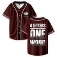 thumbnail image 1 of Jey Uso Four Letters One Word Baseball Jersey Short Sleeve Button-up Shirts Women Men Streetwear Tops, 1 of 2