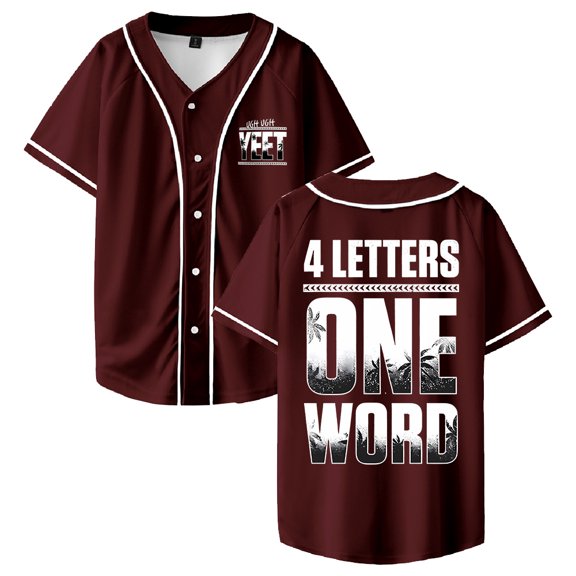 Jey Uso Four Letters One Word Baseball Jersey Short Sleeve Button-up Shirts Women Men Streetwear Tops