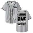 thumbnail image 1 of Jey Uso Four Letters One Word Baseball Jersey Short Sleeve Button-up Shirts Women Men Streetwear Tops, 1 of 2
