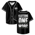 thumbnail image 1 of Jey Uso Four Letters One Word Baseball Jersey Short Sleeve Button-up Shirts Women Men Streetwear Tops, 1 of 2