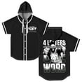 thumbnail image 1 of Jey Uso Four Letters One Word Hooded Baseball Jersey Short Sleeve Button-up Shirts Women Men Streetwear Tee, 1 of 3