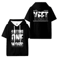thumbnail image 1 of Jey Uso Four Letters One Word Hooded T-shirt Women Men Short Sleeve Tee Casual Fashion Tops, 1 of 2