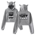 thumbnail image 1 of Jey Uso Four Letters One Word Hoodie Cat Ears Hooded Sweatshirt Long Sleeve Crop Top Women's Clothes, 1 of 3