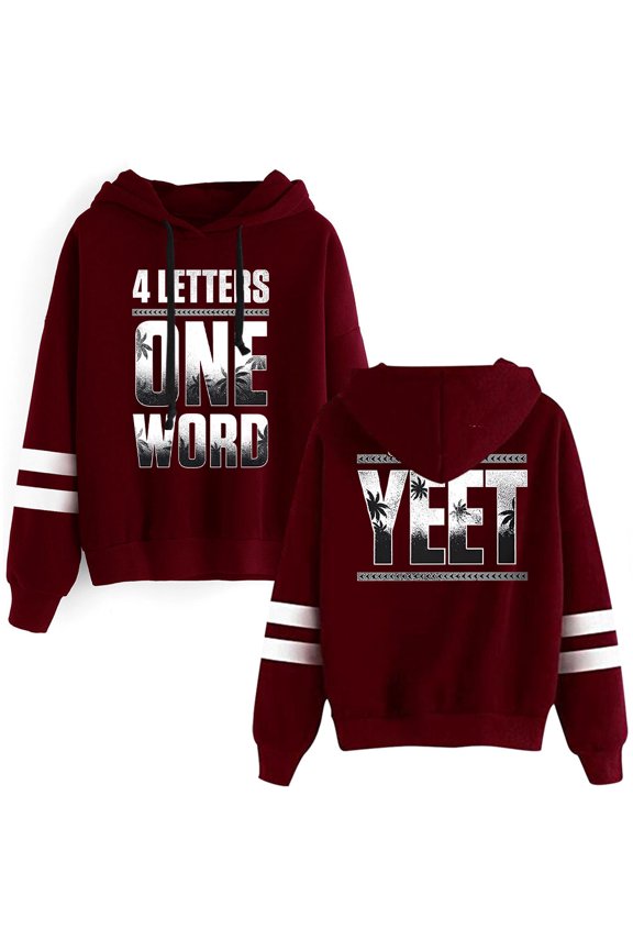 Jey Uso Four Letters One Word Hoodie Long Sleeve Pocketless Unisex Sweatshirt Casual Trendy Pullovers
