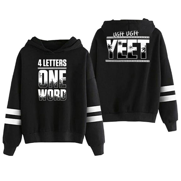 Jey Uso Four Letters One Word Hoodie Pocketless Parallel Bars Sleeve Streetwear Women Men Sweatshirt