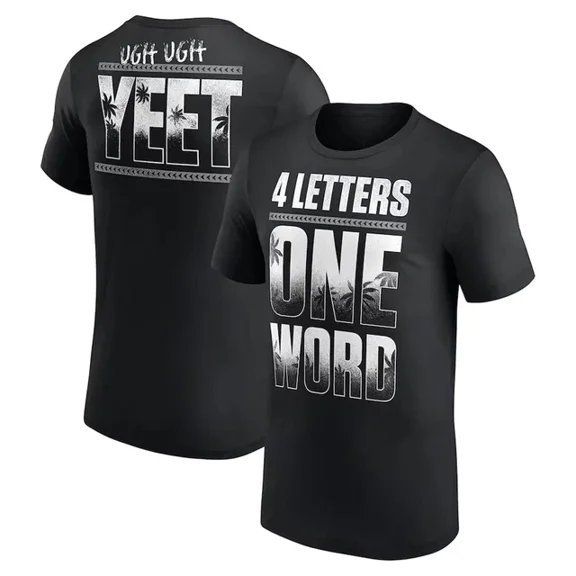 Jey Uso Four Letters, One Word T-Shirt - Black All Size for fans S-3XL ,Black Color,Size XL