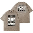 thumbnail image 1 of Jey Uso Four Letters One Word Vintage Wash T-Shirts Women Men Cotton Short Sleeve Tee, 1 of 6