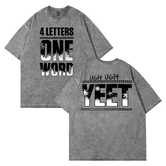 Jey Uso Four Letters One Word Washed T-shirt Crewneck Short Sleeve Cotton Tee Women Men Streetwear Tops