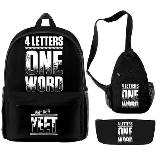 Jey Uso Four Letters One Word Yeet 3pcs/set Backpack Shoulder Bag Women Men Outdoor Rucksack Travel Bags