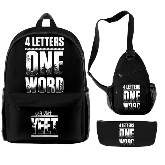 Jey Uso Four Letters One Word Yeet 3pcs/set Backpack Shoulder Bag Women Men Outdoor Rucksack Travel Bags