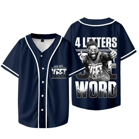 Jey Uso Four Letters One Word Yeet Baseball Jacket Cosplay Unisex V-neck Short Sleeve T-Shirts