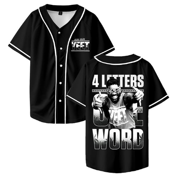 Jey Uso Four Letters One Word Yeet Baseball Jersey Short Sleeve Button-up Shirts Women Men Streetwear Tops