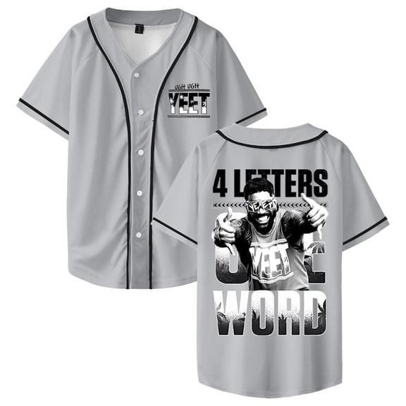 Jey Uso Four Letters One Word Yeet Baseball Jersey Short Sleeve Button-up Shirts Women Men Streetwear Tops