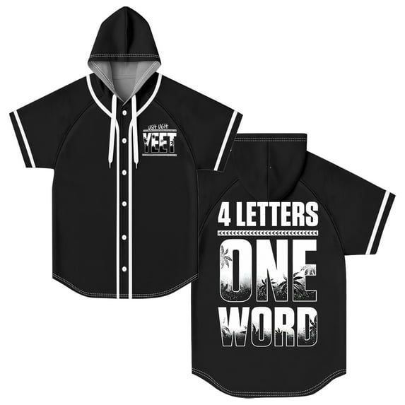 Jey Uso Four Letters One Word Yeet Hooded Baseball Jersey Short Sleeve Shirts Women Men Streetwear Tops