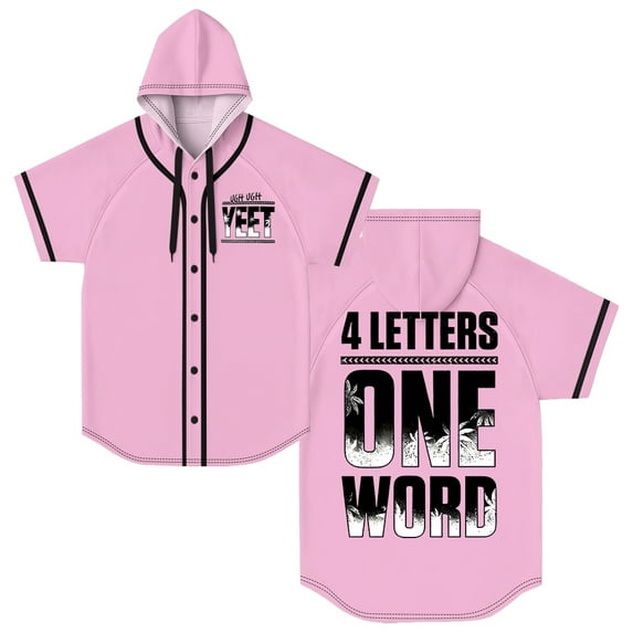 Jey Uso Four Letters One Word Yeet Hooded Baseball Jersey Short Sleeve Shirts Women Men Streetwear Tops