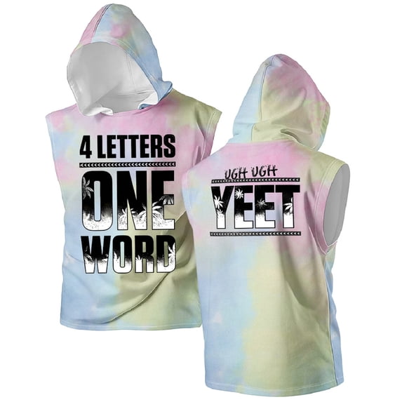 Jey Uso Four Letters One Word Yeet Hooded Tank Tops Women Men Sleeveless Hoodie Sport Gym Vest