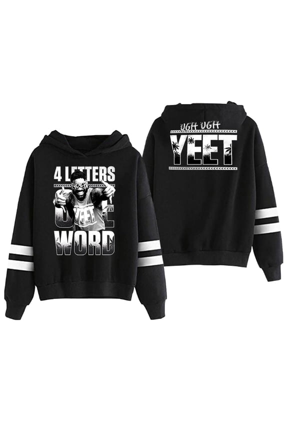 Jey Uso Four Letters One Word Yeet Hoodie Pocketless Parallel Bars Sleeve Streetwear Women Men Sweatshirt