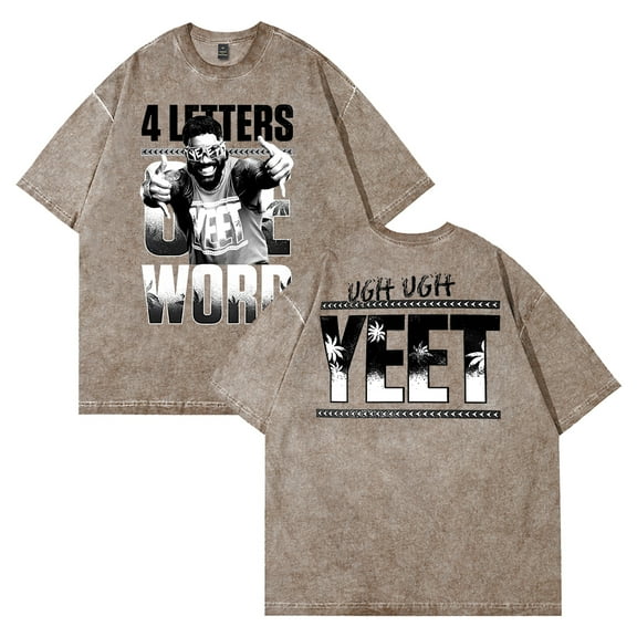 Jey Uso Four Letters One Word Yeet Washed T-shirt Crewneck Short Sleeve Streetwear Women Men Cotton Tee