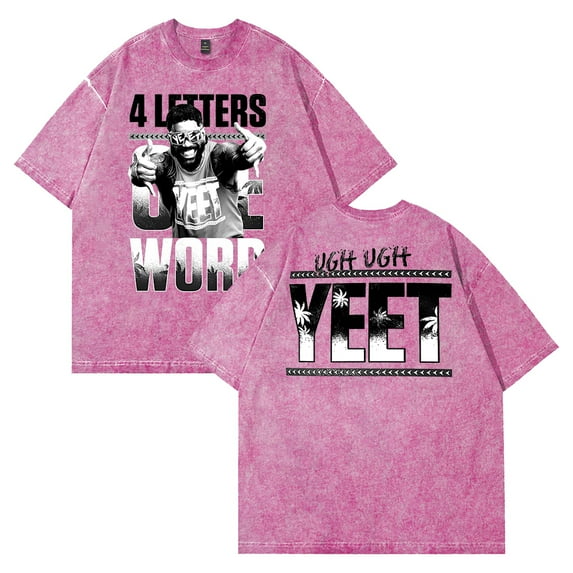 Jey Uso Four Letters One Word Yeet Washed T-shirt Crewneck Short Sleeve Streetwear Women Men Cotton Tee