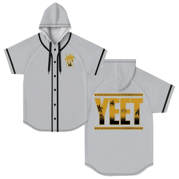 Jey Uso Golden Yeet Hooded Baseball Jersey Tops Short Sleeve Button-up Shirts Women Men Streetwear Tee