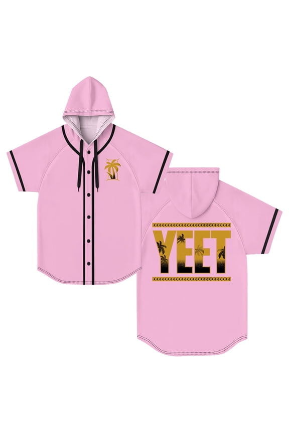 Golden Yeet Hooded Baseball Jersey Tops Short Sleeve Button-up Shirts Women Men Streetwear Tee